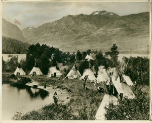 A Native American encampment by American Photographer